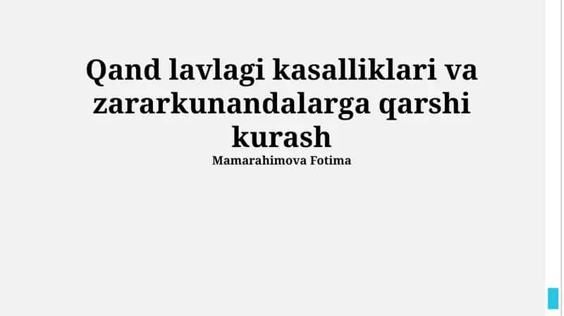 Qand lavlagi kasalliklari va zararkunandalarga qarshi kurash