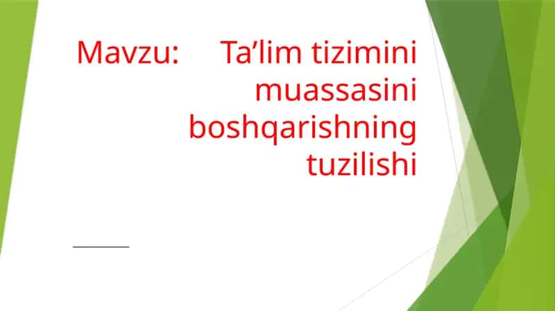 Oliy ta’lim tizimini boshqarish