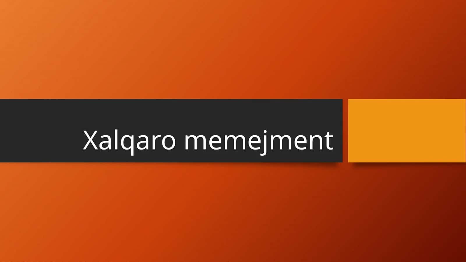 Xalqaro menejment