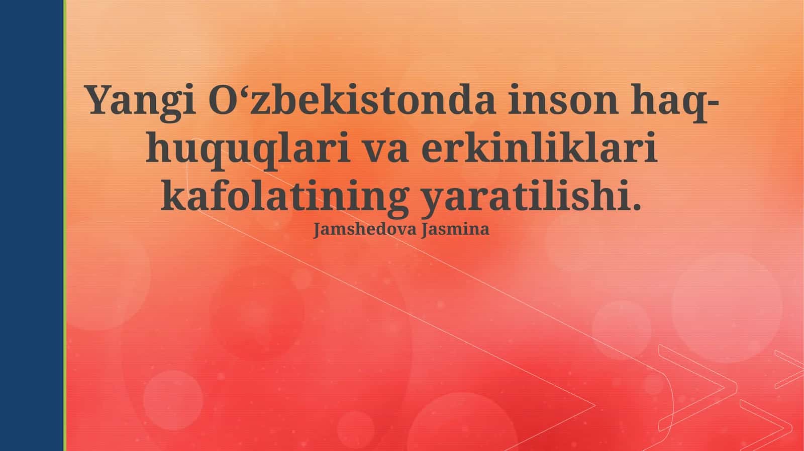 Yangi O'zbekistonda inson huquqlari va erkinliklari kafolatlarining yaratilishi