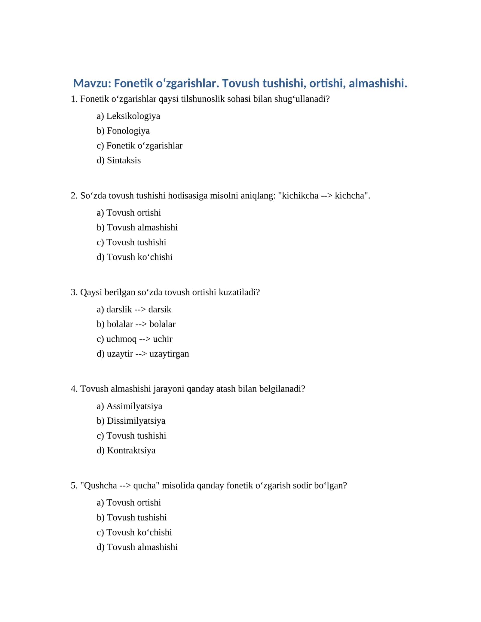 Fonetik oʻzgarishlar