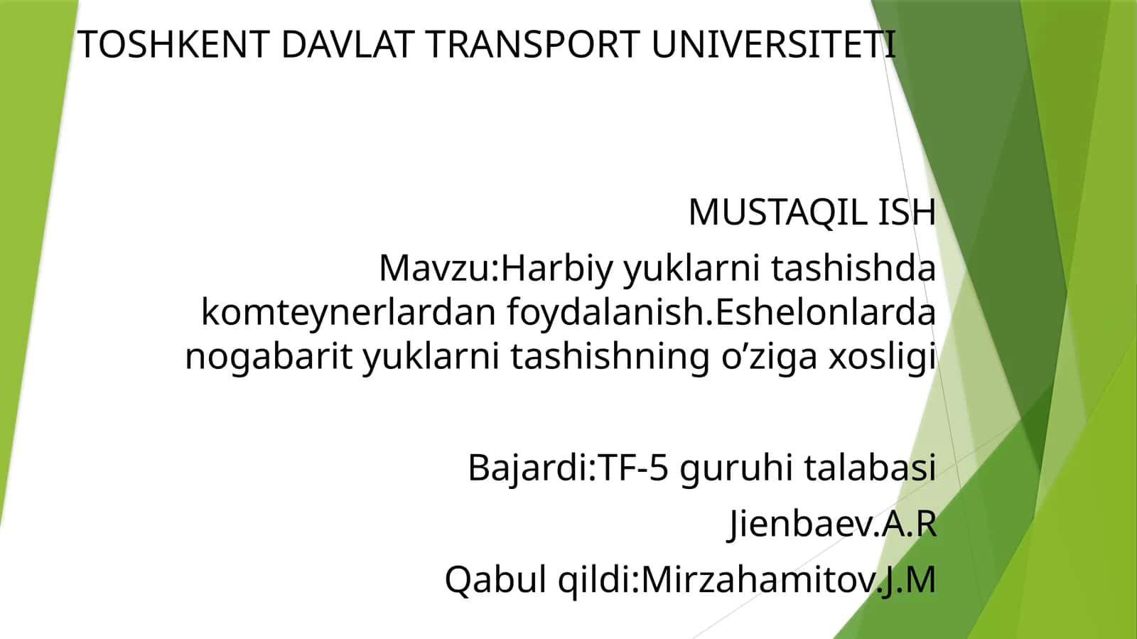 Harbiyyuklarni tashishda konteynerlardan foydalanish
