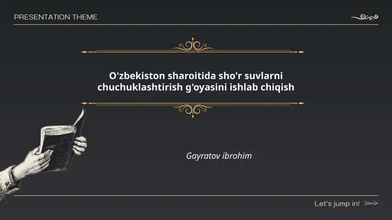 Sho'r Suvlarni Chuchuklashtirish G'oyasi
