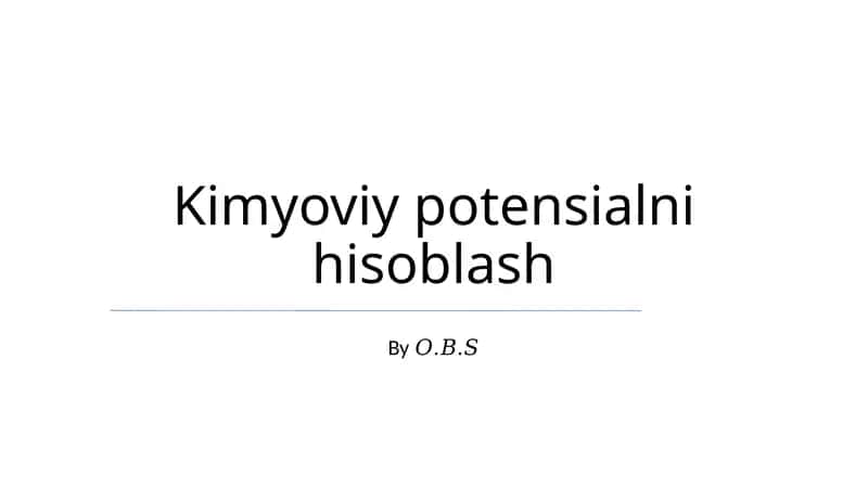 Kimyoviy potensialni hisoblash