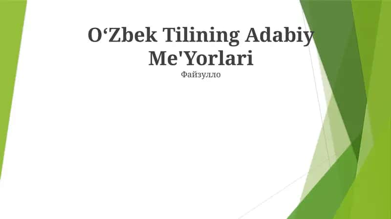 Oʻzbek Tilining Adabiy Me'Yorlari