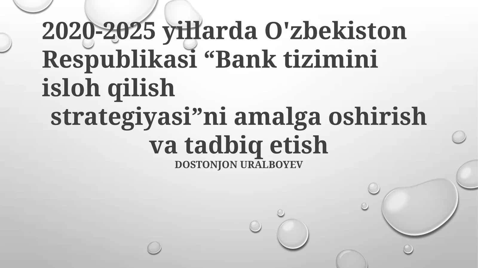 Bank tizimini isloh qilish strategiyasi