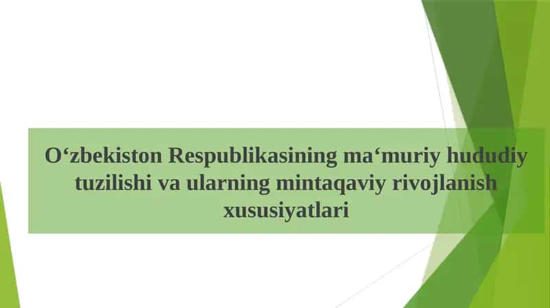 O‘zbekiston Respublikasining ma‘muriy hududiy tuzilishi