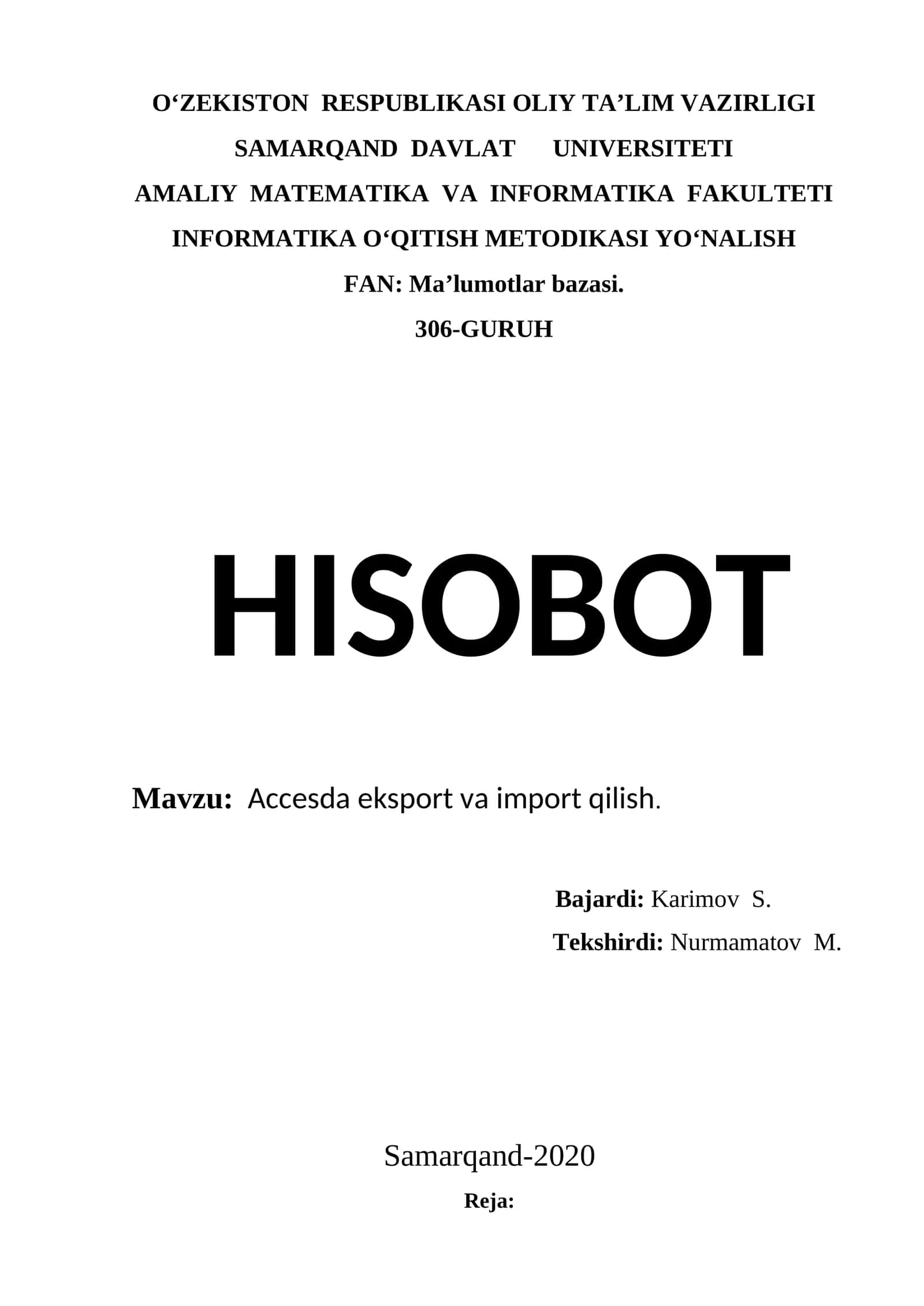 Accesda eksport va import qilish