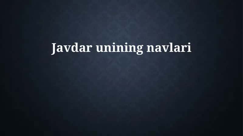 Javdar unining navlari