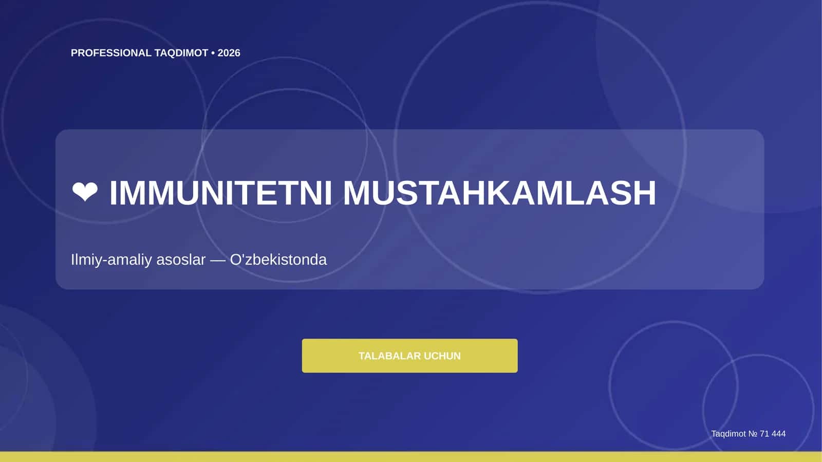 IMMUNITETNI MUSTAHKAMLASH Ilmiy-amaliy asoslar