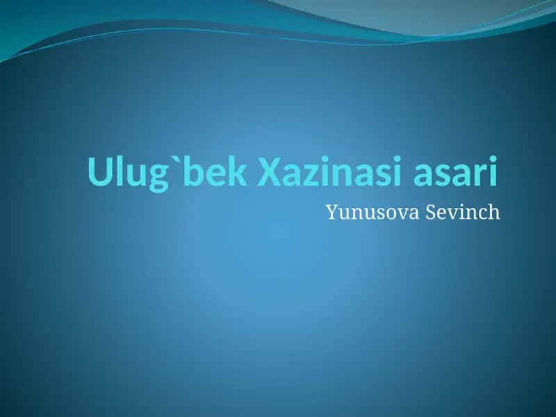 Ulugʻbek xazinasi asariga taqdimot