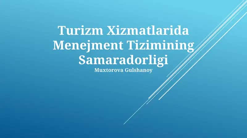Turizm Xizmatlarida Menejment Tizimining Samaradorligi