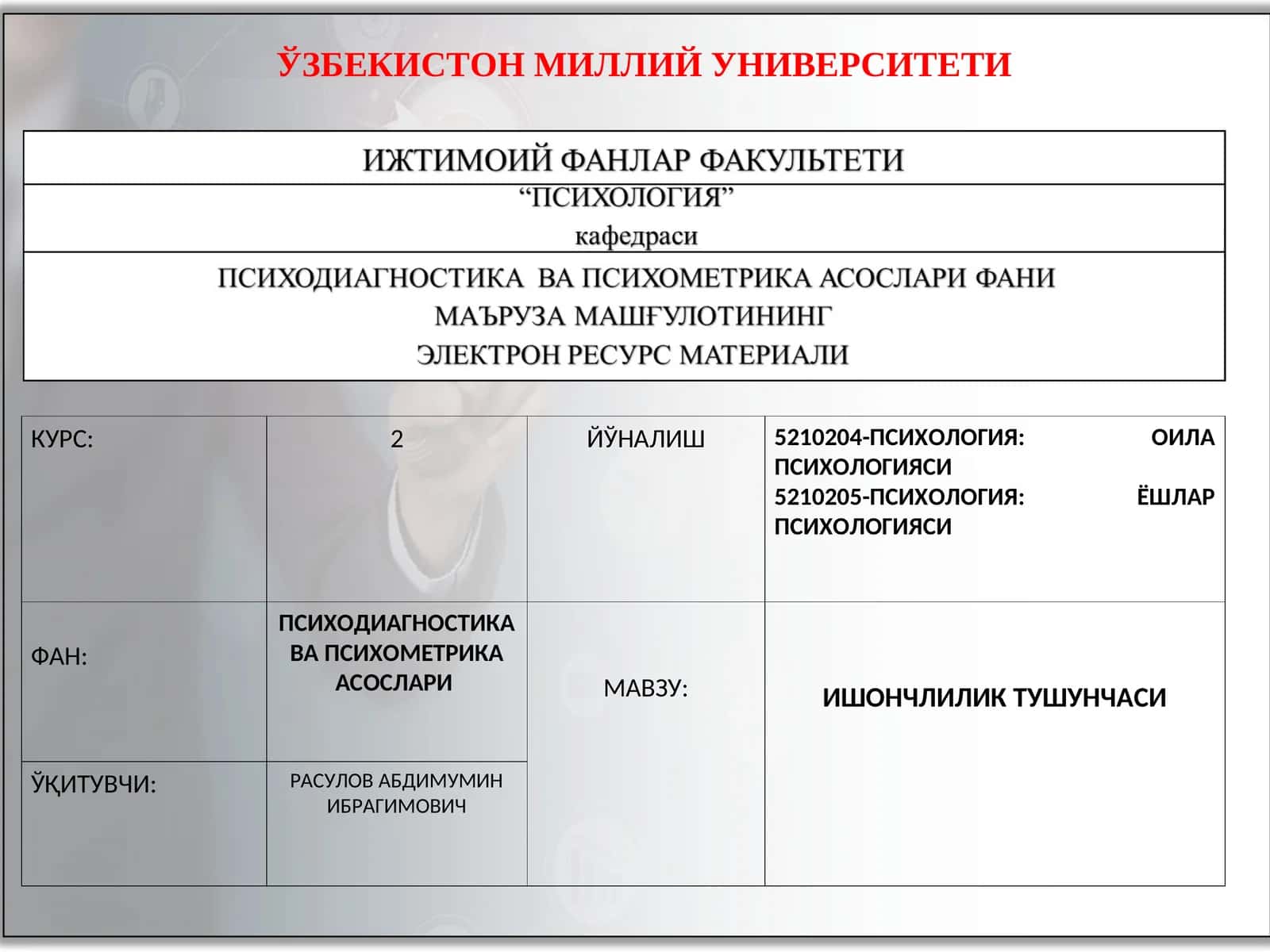 ИШОНЧЛИЛИК ТУШУНЧАСИ