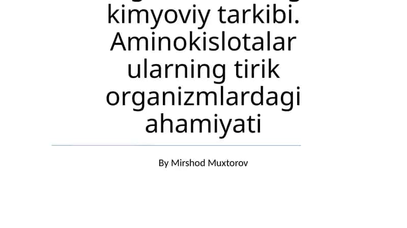 Tirik organizmlarning kimyoviy tarkibi