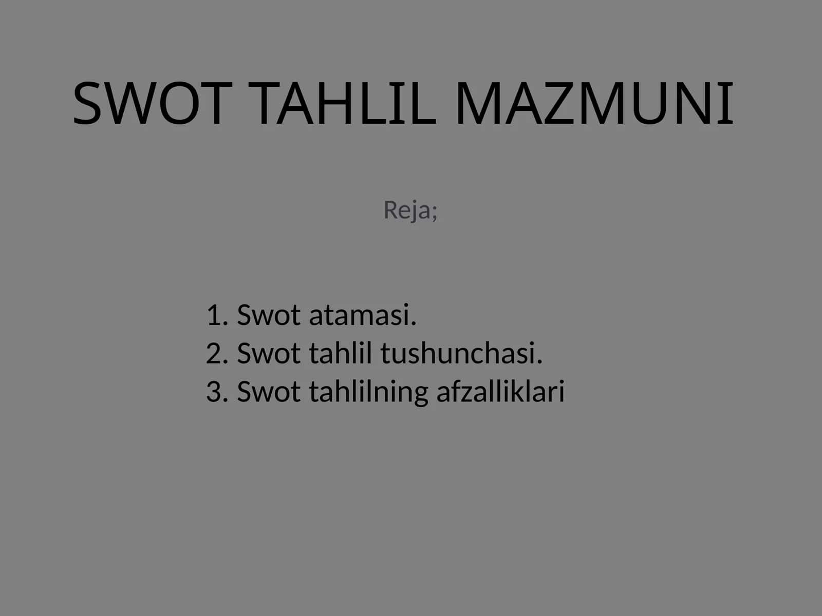 SWOT TAHLIL MAZMUNI