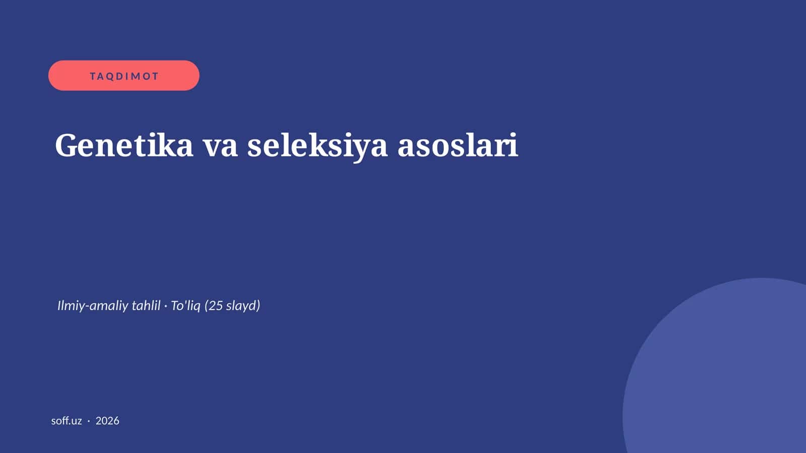 Genetika va seleksiya asoslari