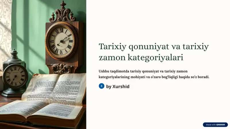 Tarixiy qonuniyat va tarixiy zamon kategoriyalari