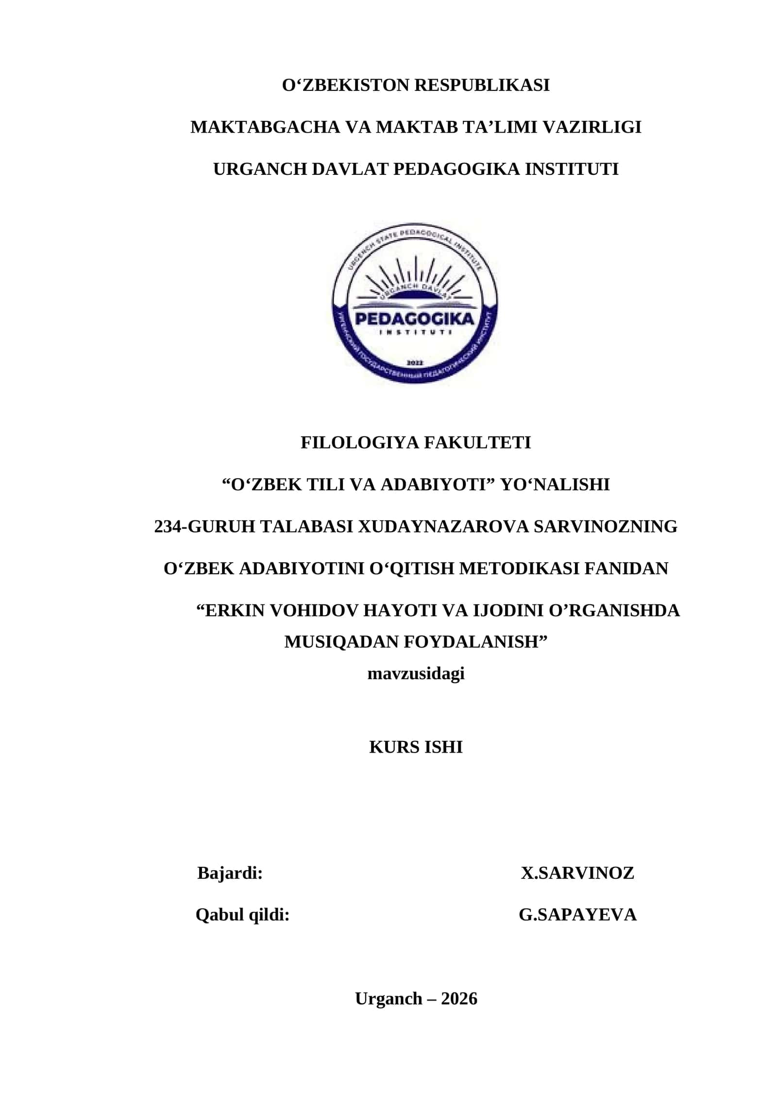 5-SINF O‘quvchilarining og‘zaki va yozma nutqini o‘stirishda nazorat ishlarining  ahamiyati