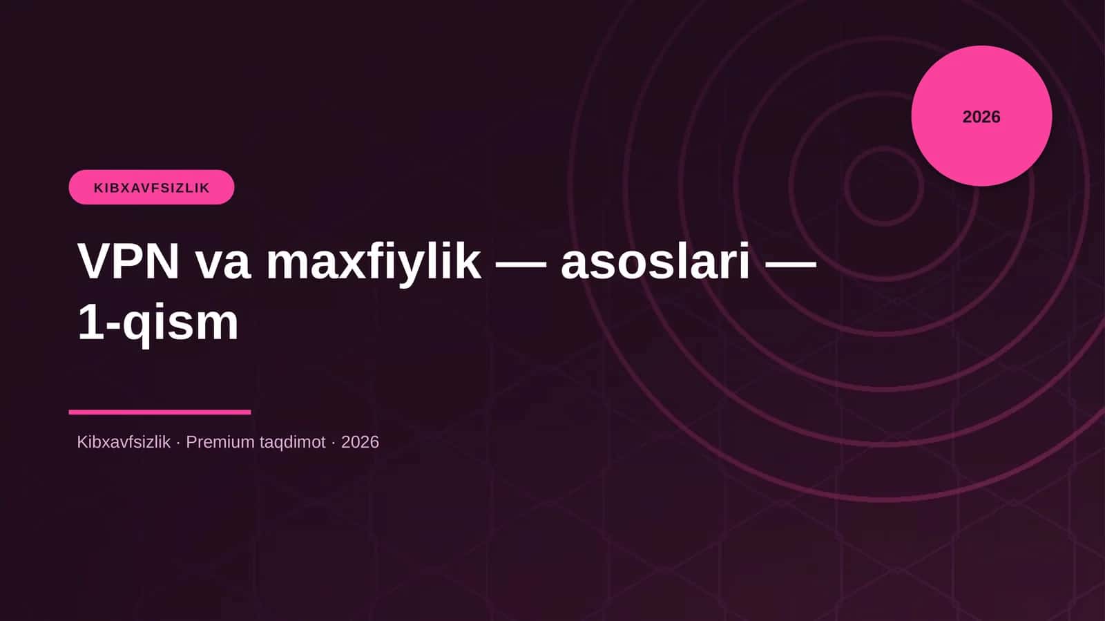VPN va maxfiylik — asoslari — 1-qism