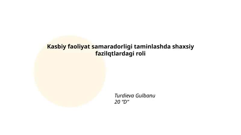 Mas'uliyat va kasbiy faoliyat samaradorligi