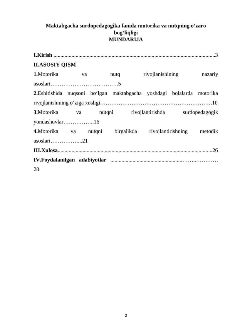 Maktabgacha surdopedagogika fanida motorika va nutqning o‘zaro bog‘liqligi