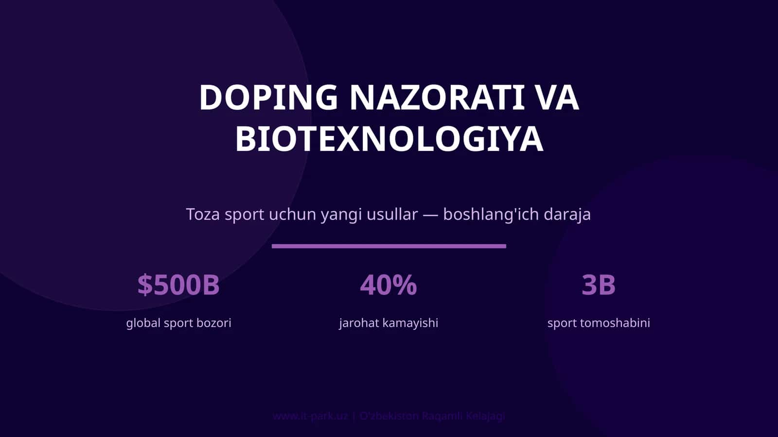 DOPING NAZORATI VA BIOTEXNOLOGIYA