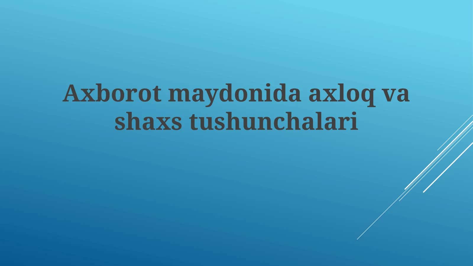 Axloqiy qoidalar va professionallik