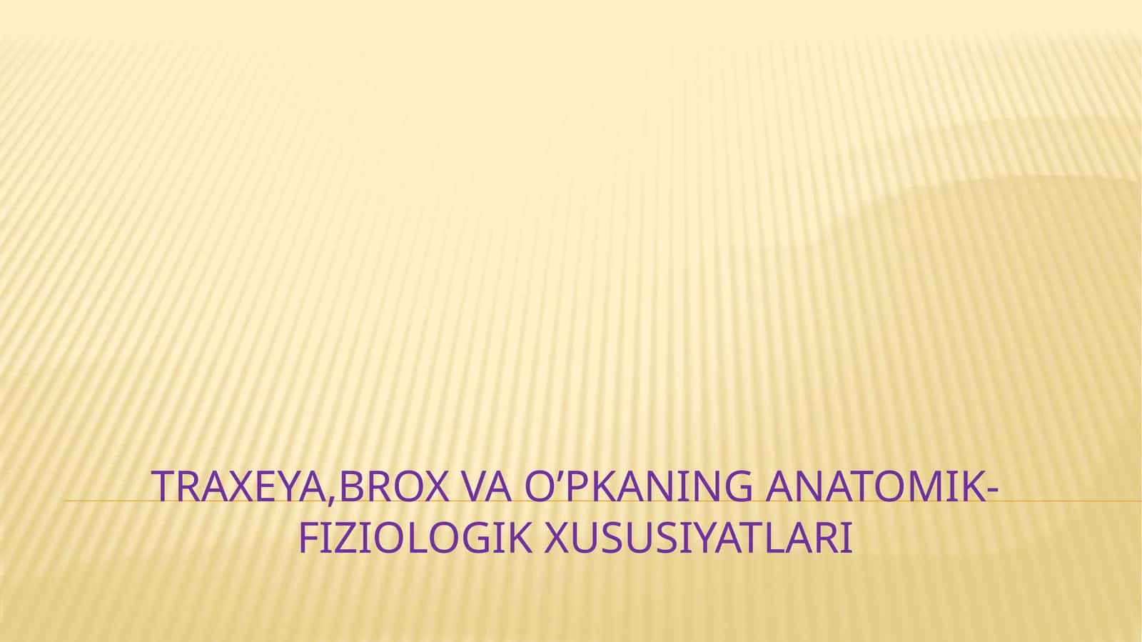 Traxeya,brox va o’pkaning anatomik-fiziologik xususiyatlari