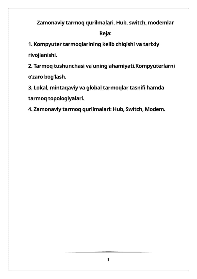 Zamonaviy tarmoq qurilmalari