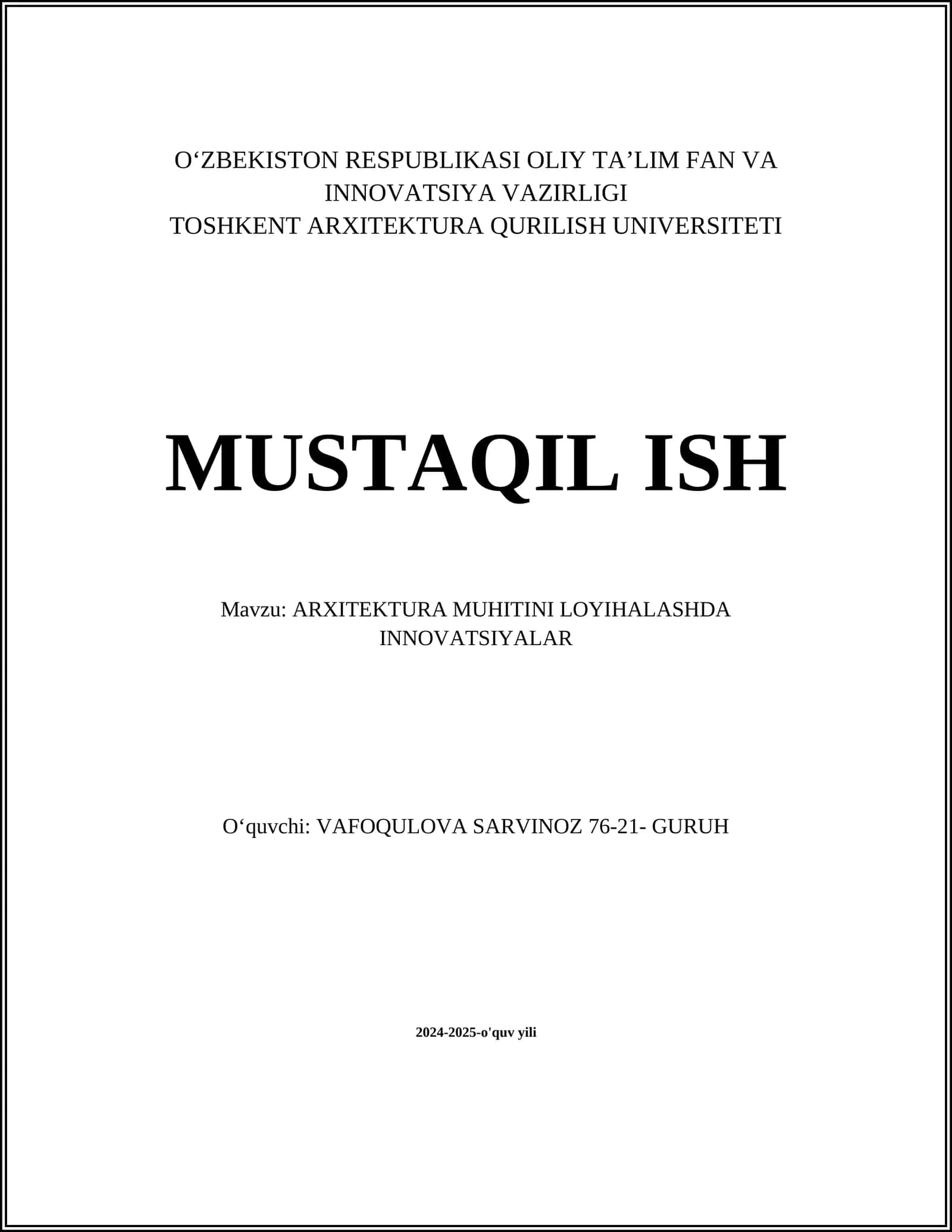 Yashil arxitektura tushunchasi
