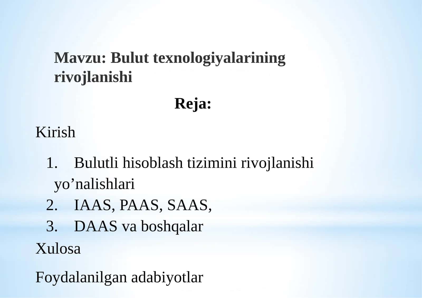Bulut texnologiyalarining rivojlanishi
