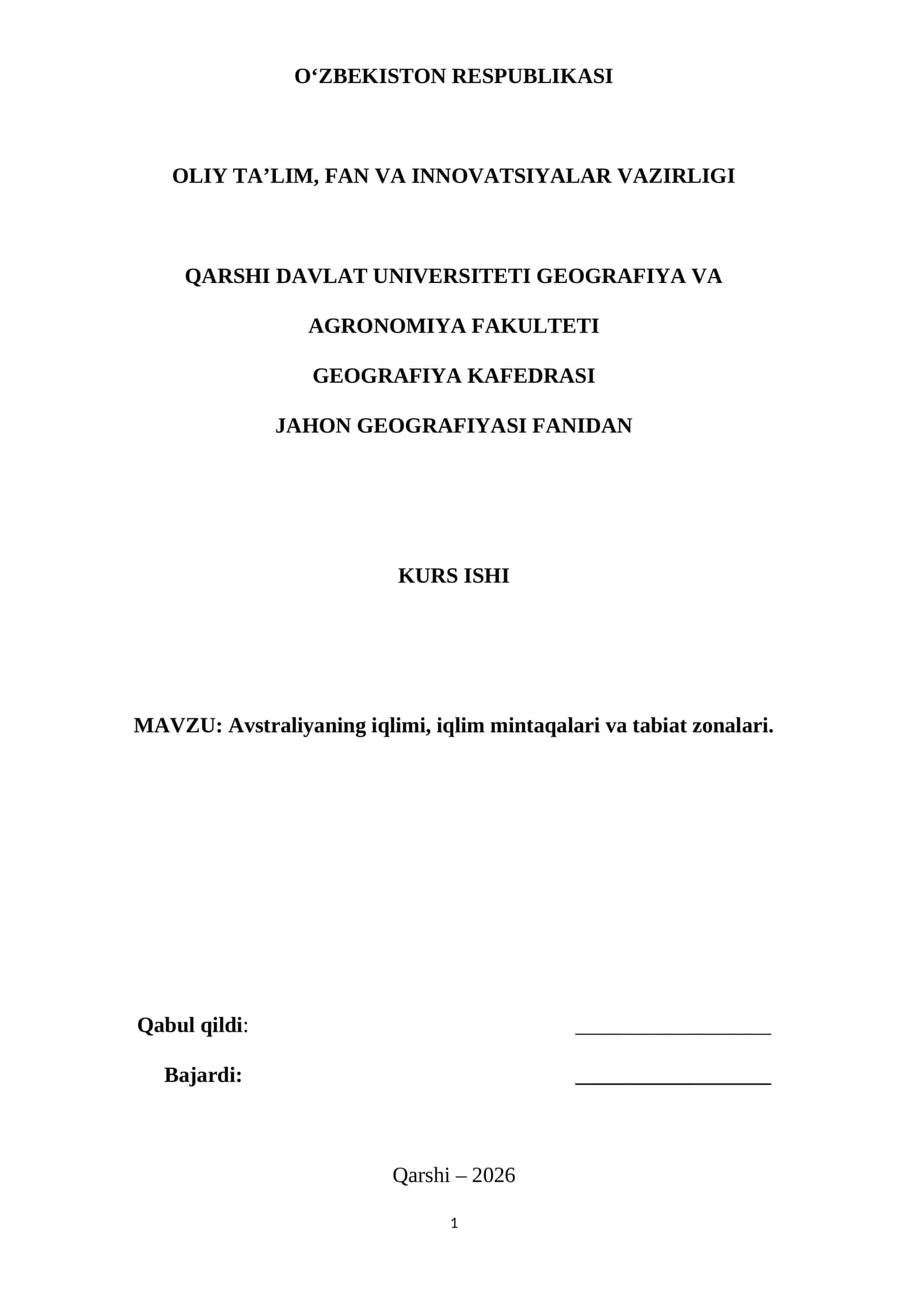 AVSTRALIYA IQLIMI, IQLIM MINTАQАLАRI VA TАBIAT ZОNАLАRI