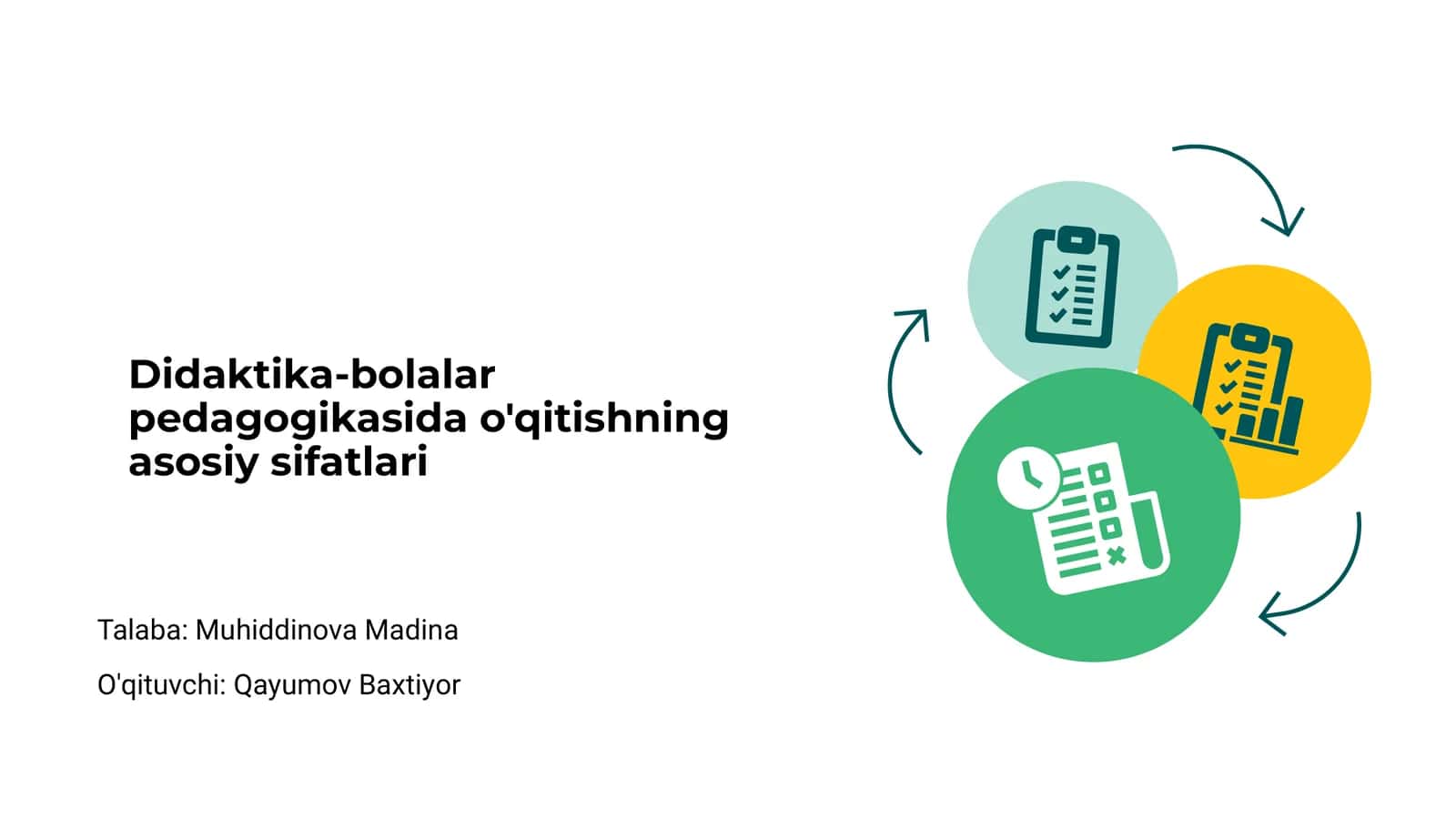 Didaktika-bolalar pedagogikasida o'qitishning asosiy sifatlari
