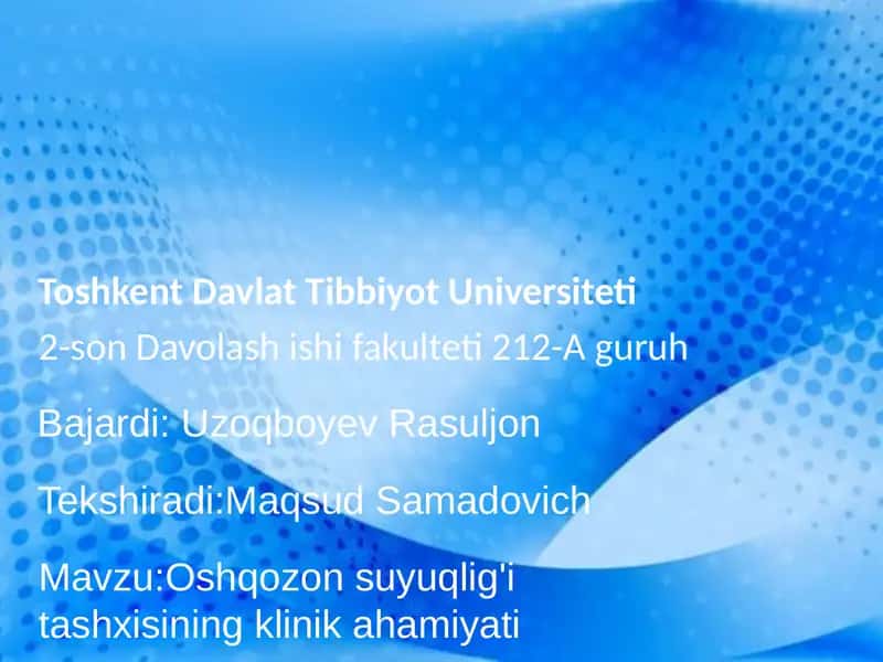 Oshqozon suyuqligi tashxisining klinik ahamiyati