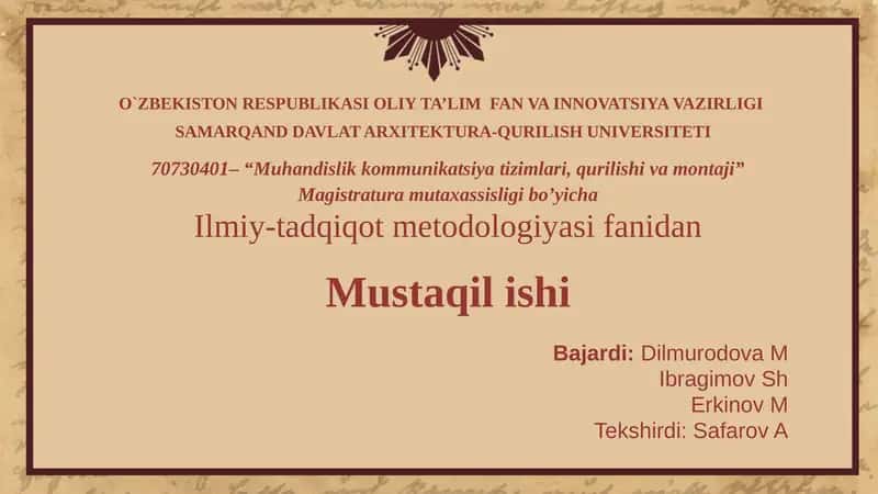 Ilmiy maktab tushunchasi va asosiy metodologik tamoyillar