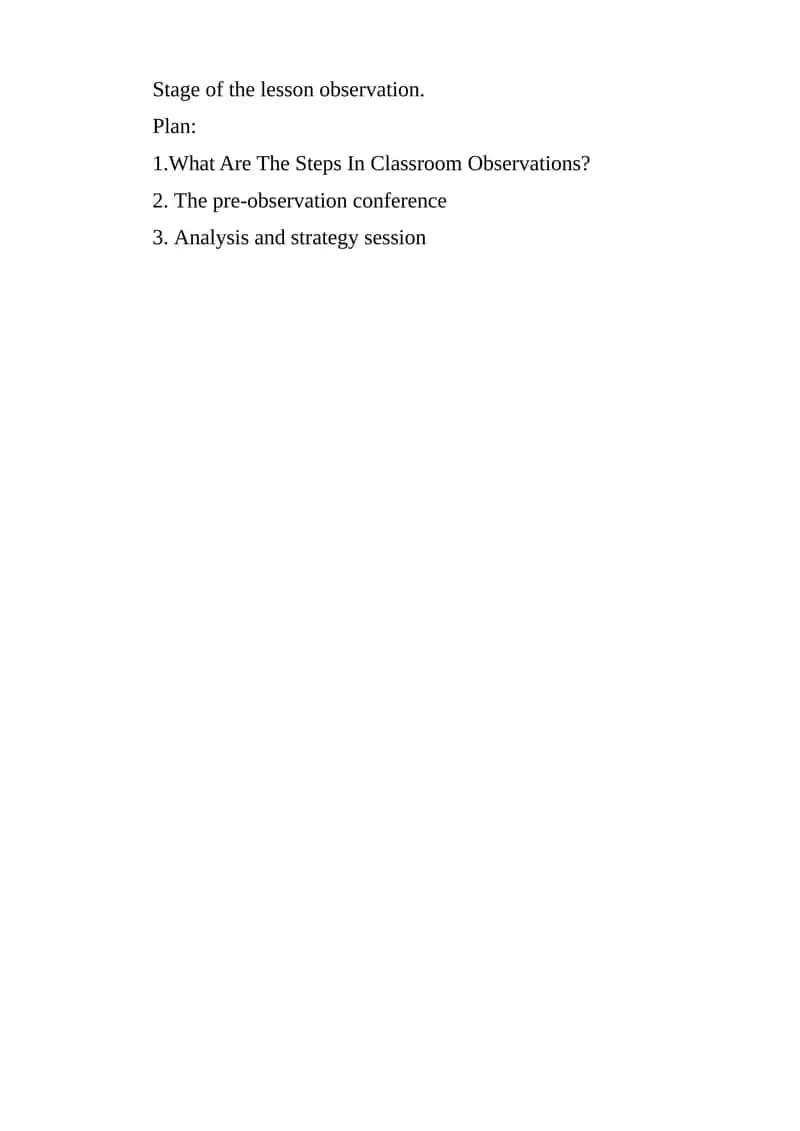 Classroom Observation in School