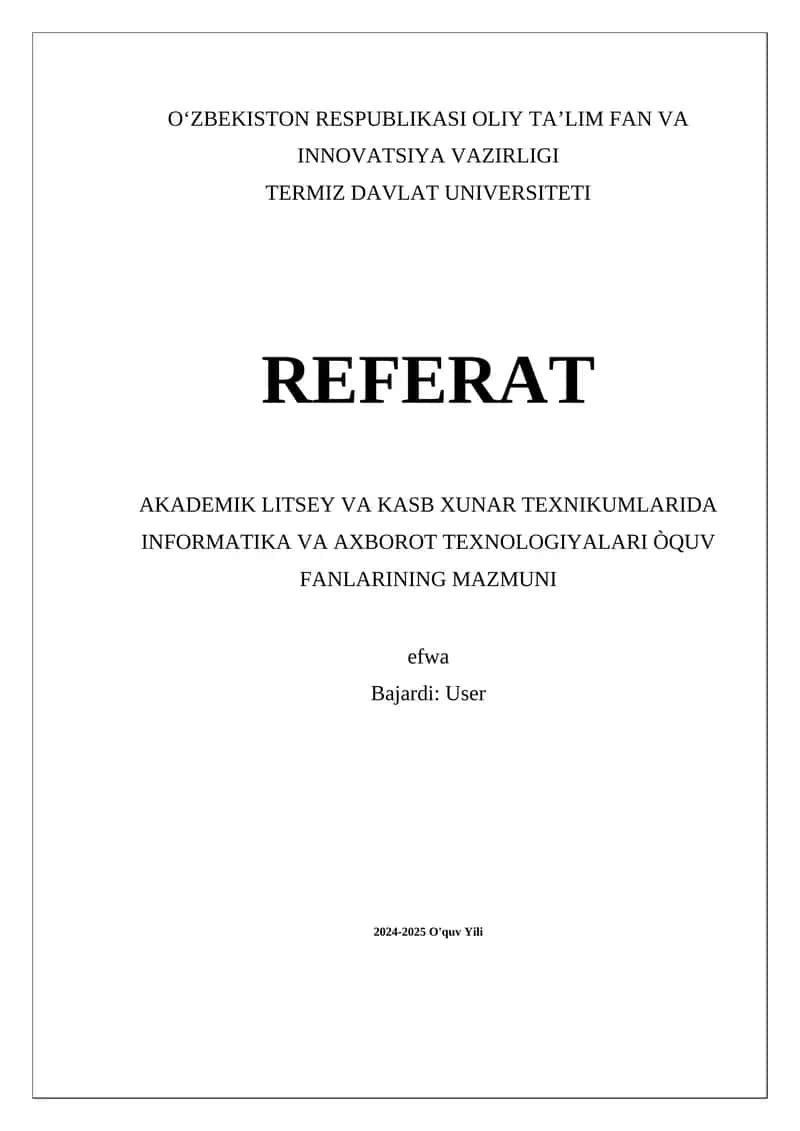 Informatika va axborot texnologiyalari fanlari