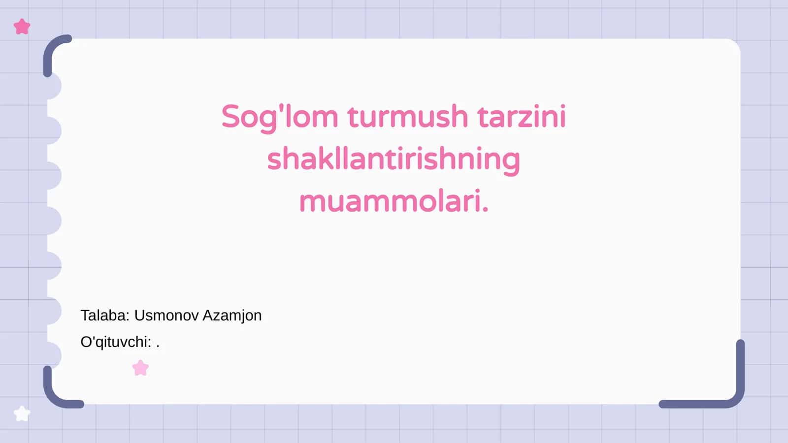 Sog'lom turmush tarzini shakllantirishning muammolari