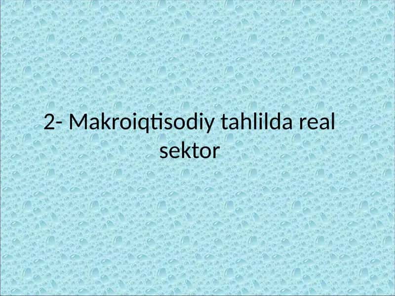 Makroiqtisodiy tahlilda real sektor