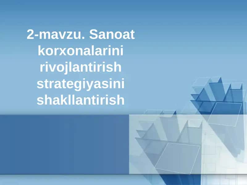 Sanoat korxonalarini rivojlantirish strategiyasini shakllantirish