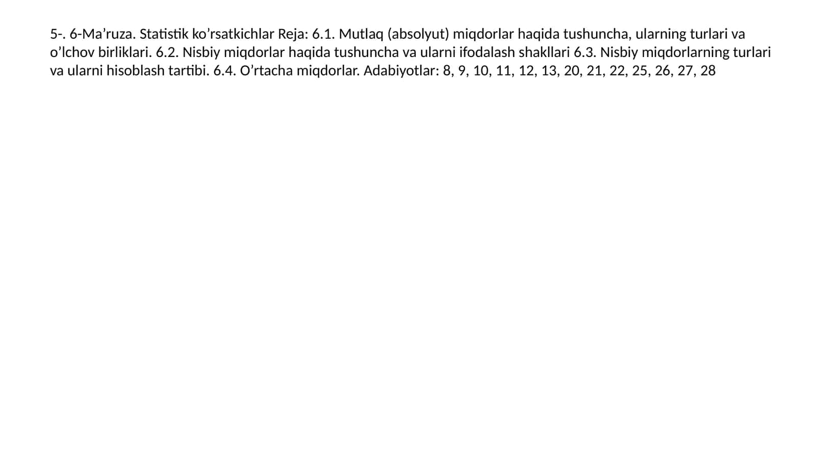 Statistik ko’rsatkichlar
