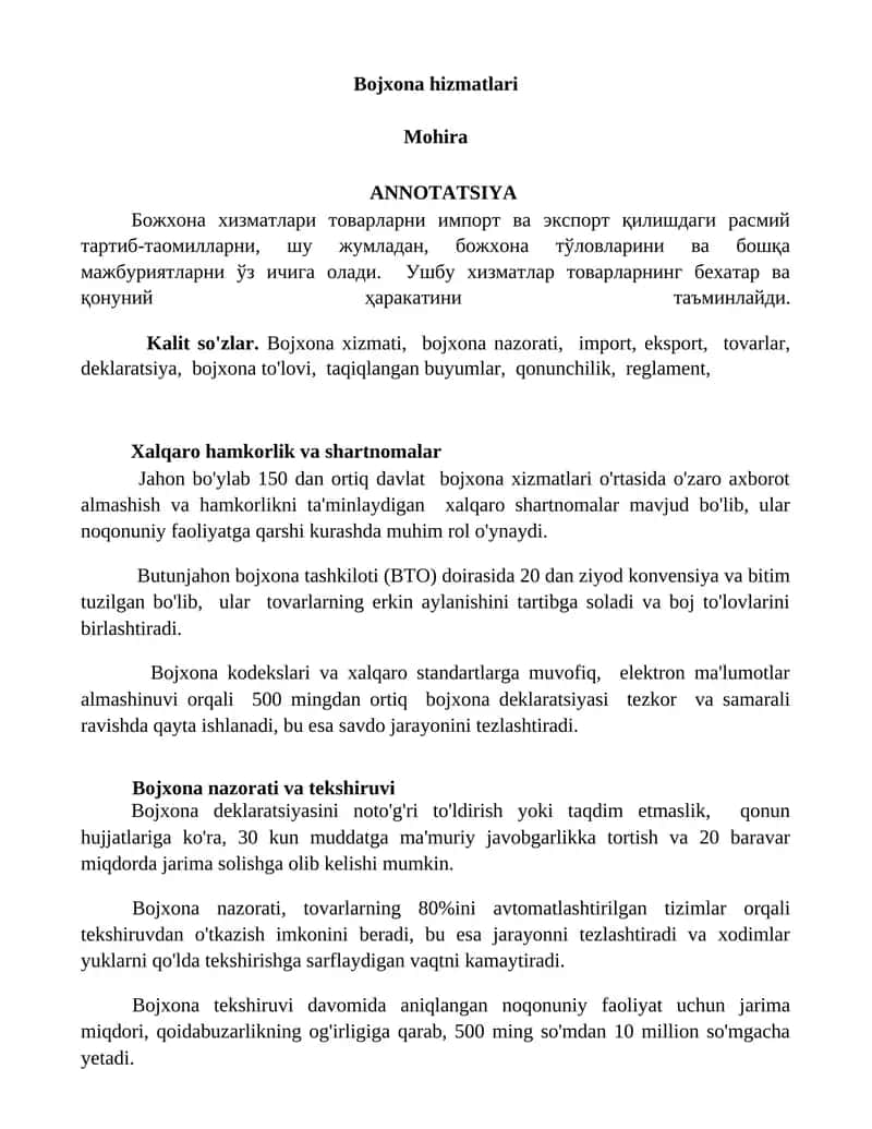 Bojxona hizmatlari