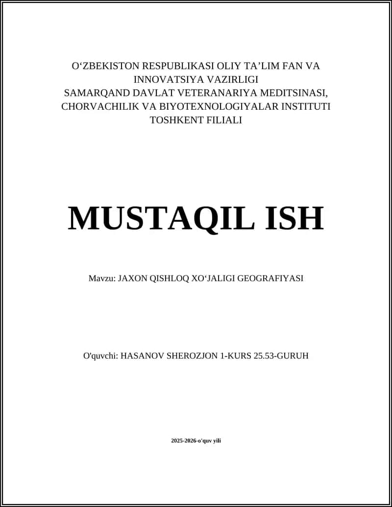 JAXON QISHLOQ XOʻJALIGI GEOGRAFIYASI