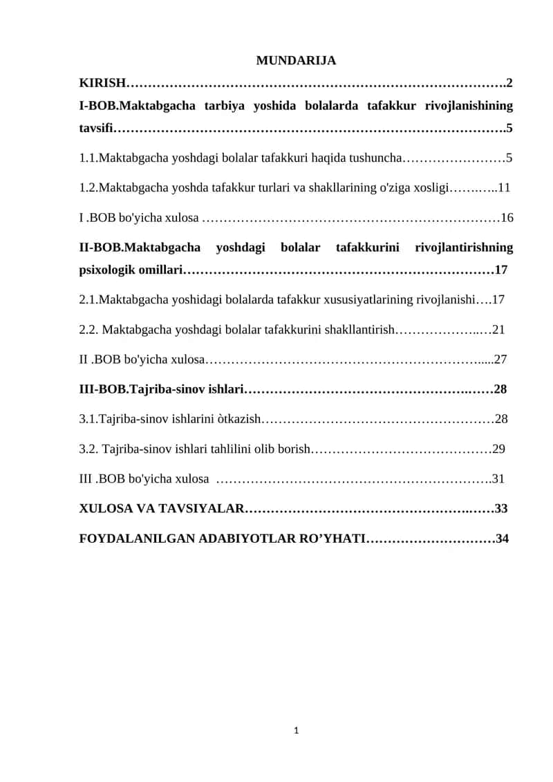Maktabgacha yoshdagi bolalar tafakkurini rivojlantirish