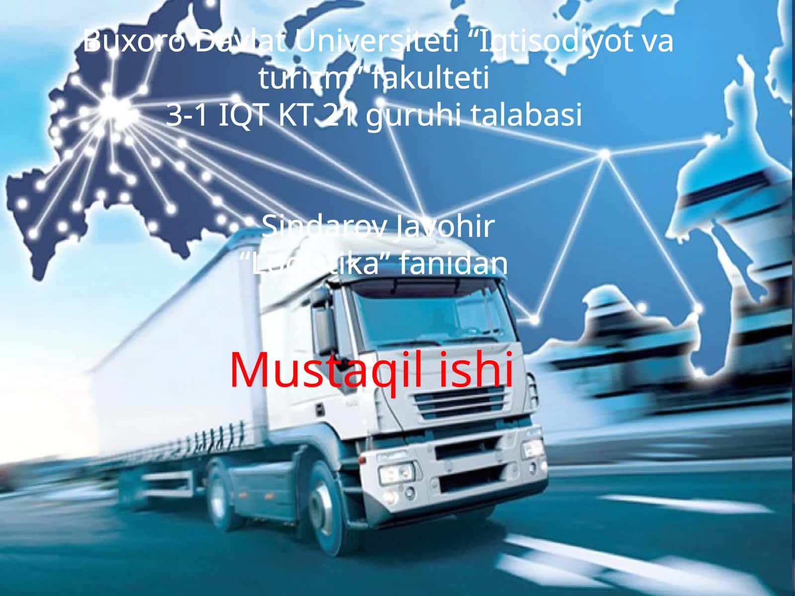 Reja: Logistika xizmati tushunchasi
