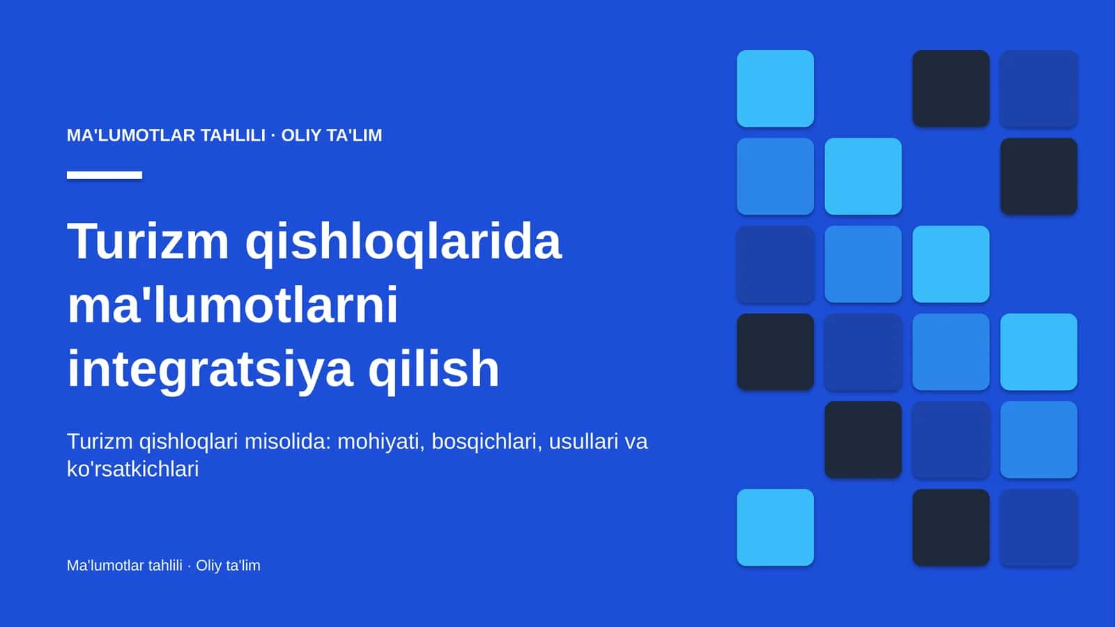 turizm qishloqlarida ma'lumotlarni integratsiya qilish 8747