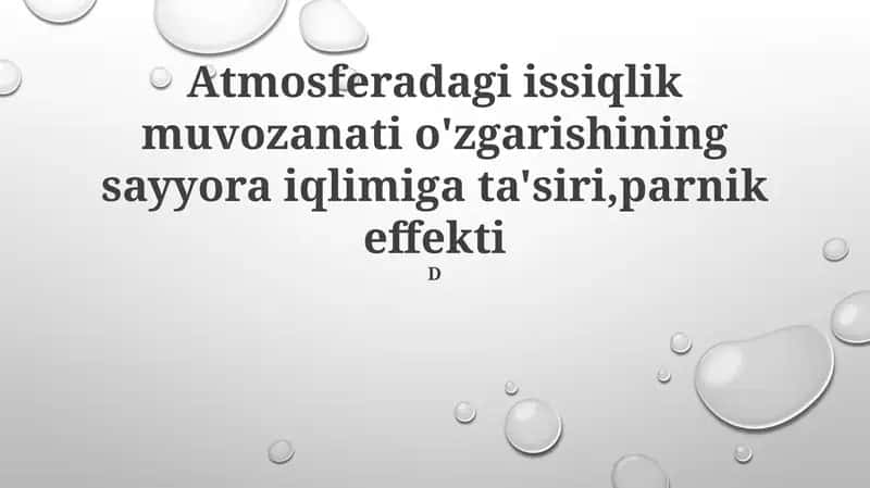 Issiqlik muvozanati va o'zgarish