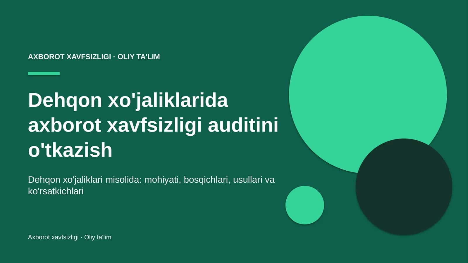 dehqon xo'jaliklarida axborot xavfsizligi auditini o'tkazish 3086