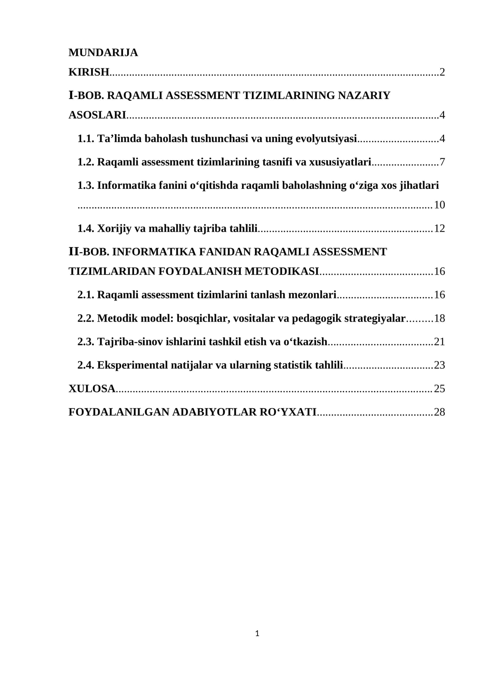 Informatika fanidan bilimlarni baholashda raqamli assessment tizimlaridan foydalanish metodikasi.