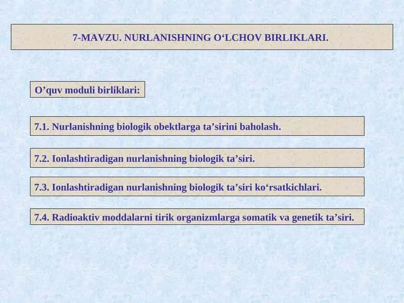 Ionlashtiradigan nurlanishning biologik ta’siri